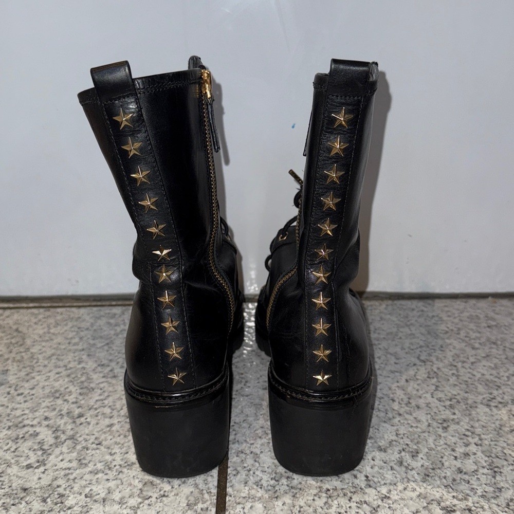 Michael Kors Black Leather Women's Boots with Star Accents - Picture 2 of 5